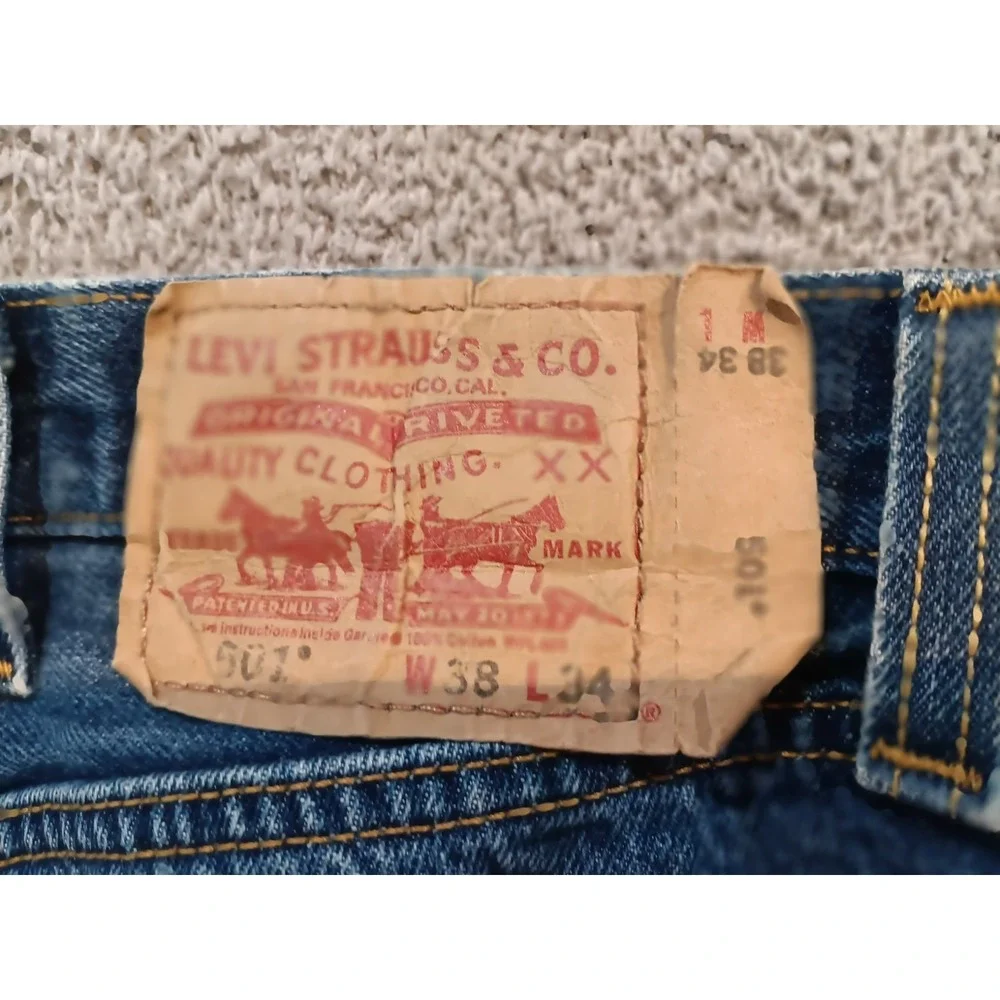 Levi's 501‎ Jeans 38x34 Men Blue Straight Fit Button Fly Denim Classic Mexico